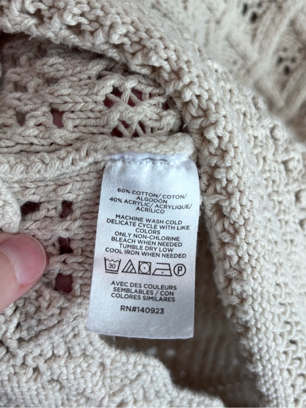 LOFT Pointelle Open Knit Sweater Cream Beige Women’s Size Large - Picture 4 of 5
